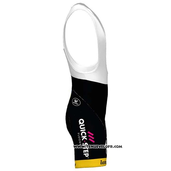 2020 Maillot Ciclismo Deceuninck Quick Step Blanc Jaune Manches Courtes et Cuissard